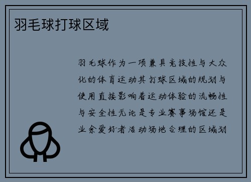 羽毛球打球区域